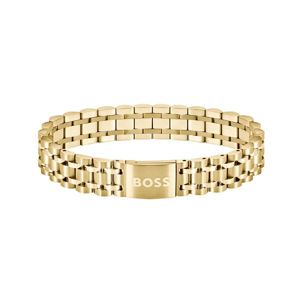 Μια πανέμορφη δημιουργία του οίκου Hugo Boss. Πρόκειται για ένα ανδρικό βραχιόλι από ανοξείδωτο ατσάλι και με το ομώνυμο λογότυπο του οίκου Hugo Boss. Όλα τα υλικά είναι υποαλλεργικά & δεν μαυρίζουν. Συνοδεύεται από αυθεντική συσκευασία Hugo Boss.
