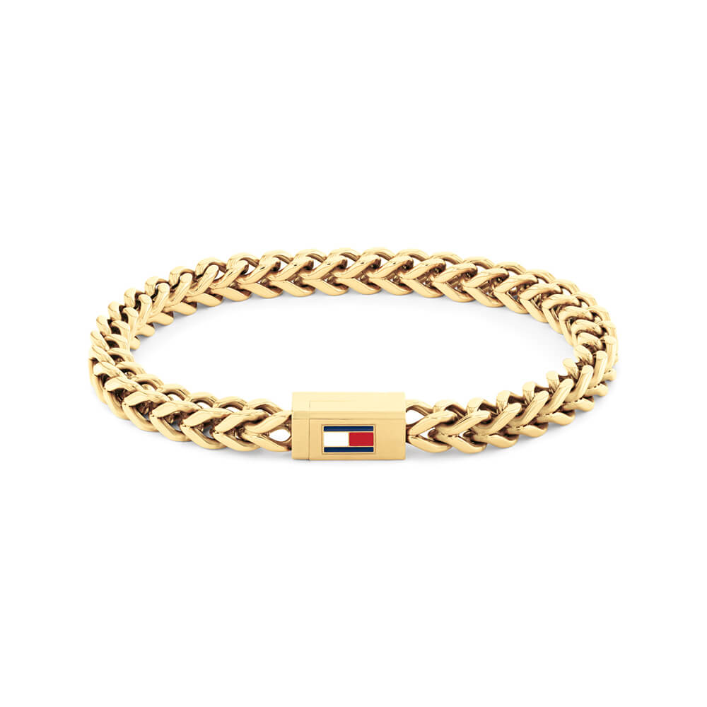 Μια πανέμορφη δημιουργία του οίκου Tommy Hilfiger. Πρόκειται για ένα ανδρικό βραχιόλι με αλυσίδα από ανοξείδωτο ατσάλι και με το ομώνυμο λογότυπο του οίκου TOMMY HILFIGER. Όλα τα υλικά είναι υποαλλεργικά & δεν μαυρίζουν. Συνοδεύεται από αυθεντική συσκευασία TOMMY HILFIGER.