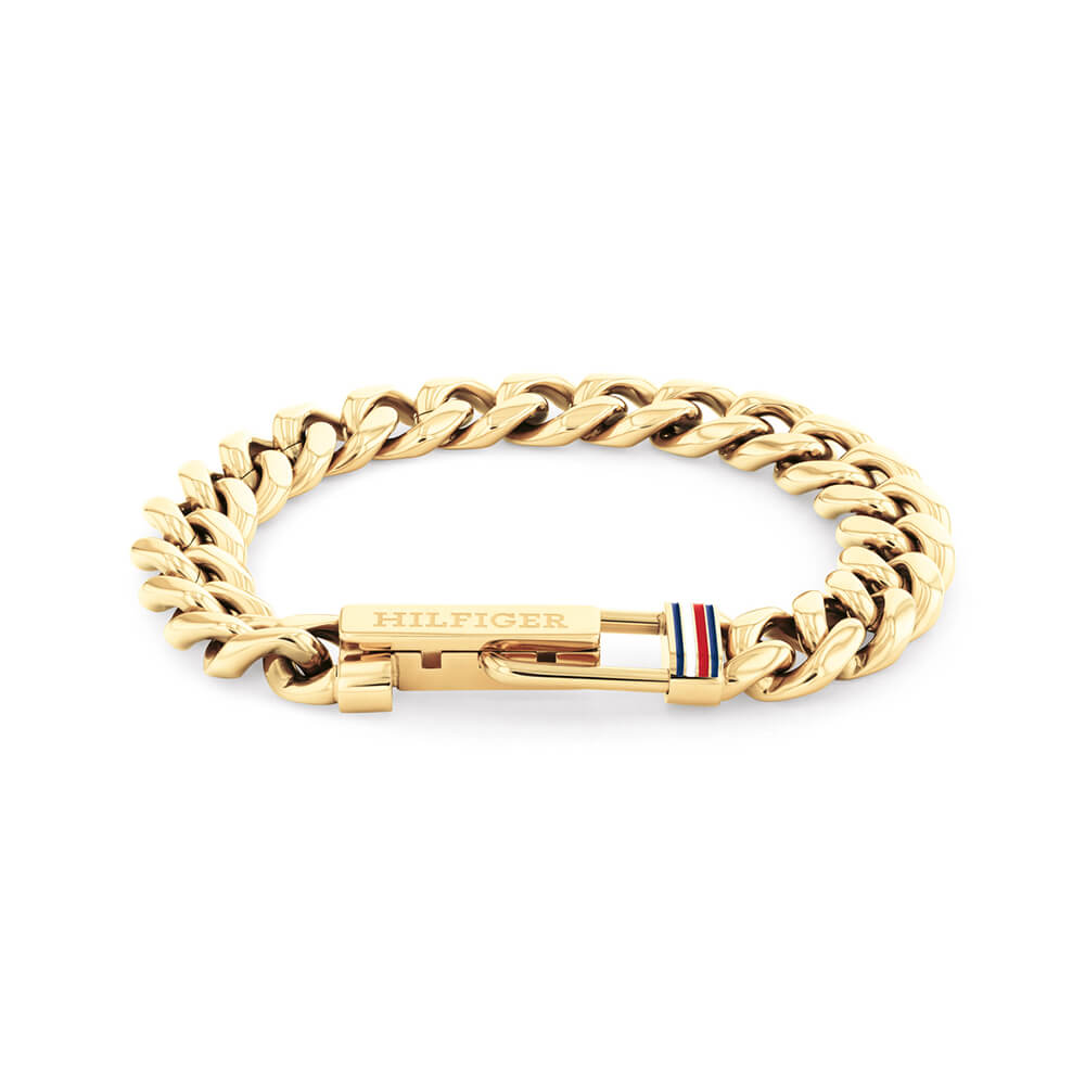 Μια πανέμορφη δημιουργία του οίκου Tommy Hilfiger. Πρόκειται για ένα ανδρικό βραχιόλι με αλυσίδα από ανοξείδωτο ατσάλι και με το ομώνυμο λογότυπο του οίκου TOMMY HILFIGER. Όλα τα υλικά είναι υποαλλεργικά & δεν μαυρίζουν. Συνοδεύεται από αυθεντική συσκευασία TOMMY HILFIGER.